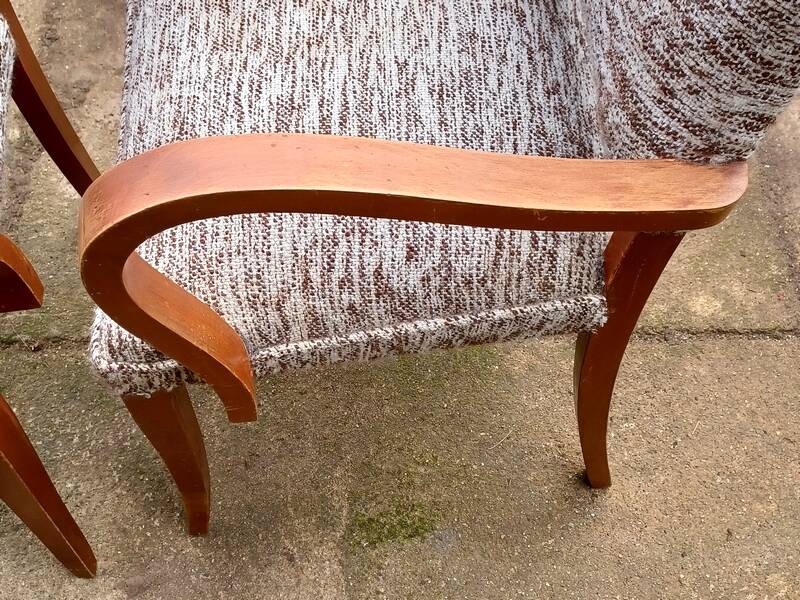 Art Deco bridge chairs in fabric from the 1950s and vintage.