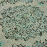 Hand-knotted antique turkish 1970s 178 cm x 289 cm blue carpet