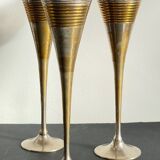 6 Vintage Silver-Plated Brass Champagne Flutes