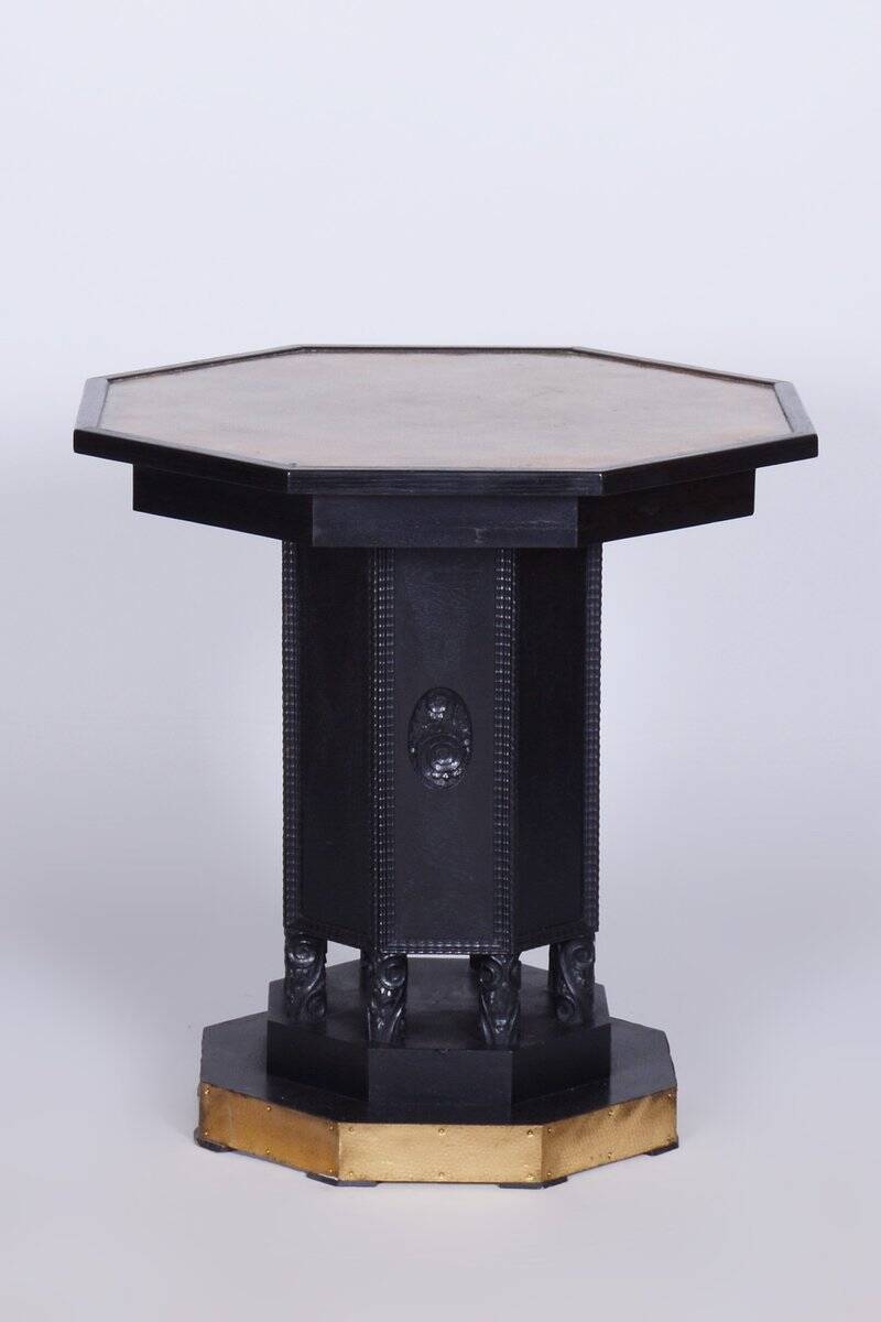 Art Nouveau Livingroom Set in Stained Oak & Upholstery from Wiener Werkstätte, Austria, 1910s, Set of 5