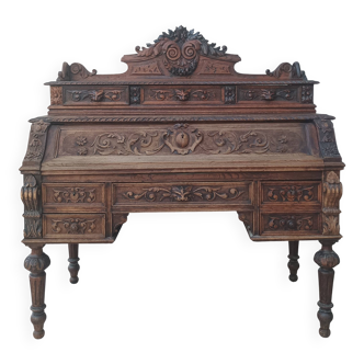 Louis XIII cylinder desk in oak, 19th century