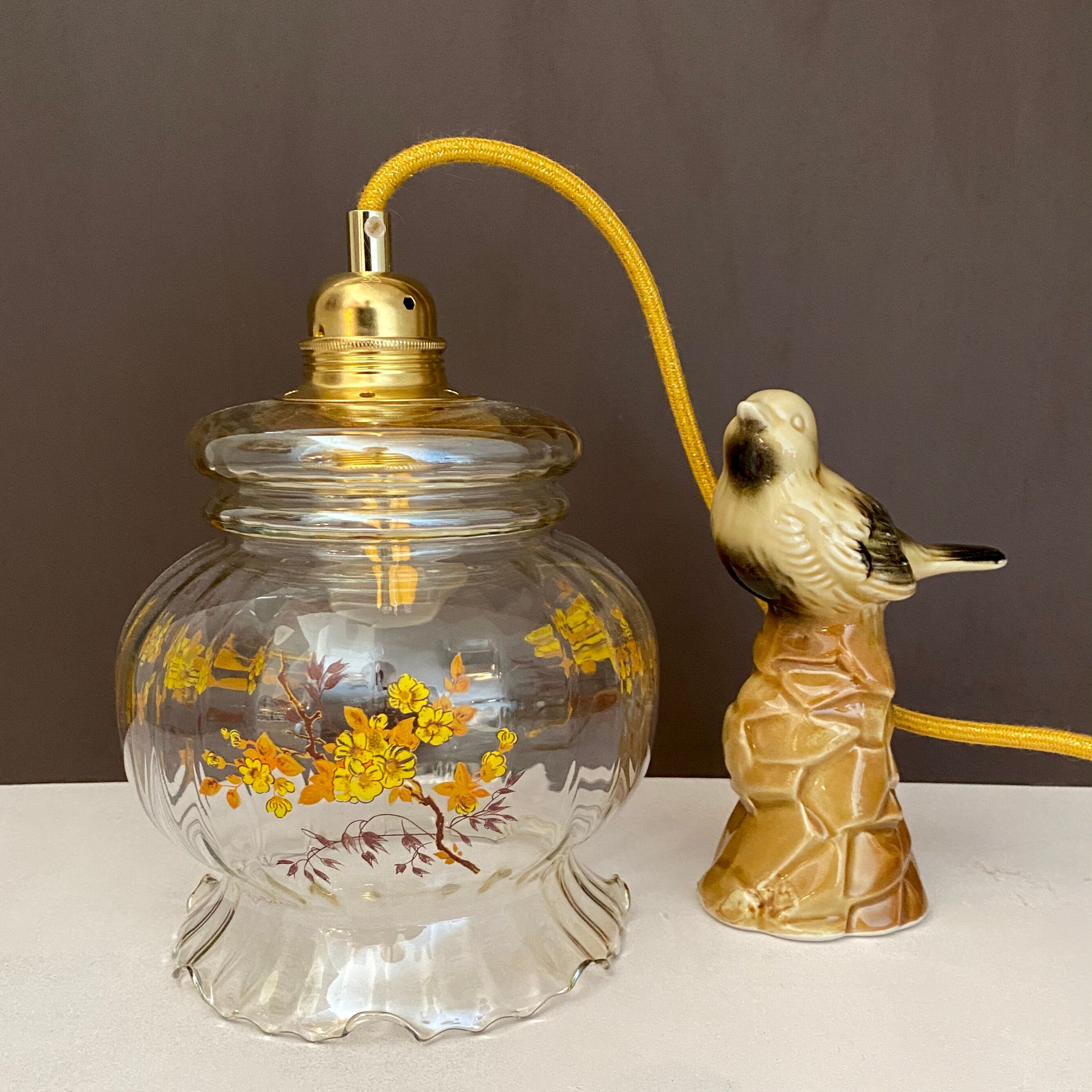 Vintage glass globe walker flower patterns