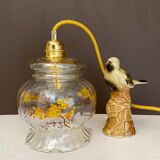 Baladeuse globe vintage en verre motifs fleurs