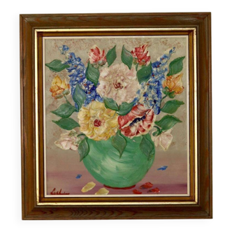 Oil painting on Swedish panel from the mid-century "Still Life" by Gustav Adolf Lysholm - Vintage and framed.