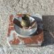 Art Deco night light in marble and enamelled glass from the 1930s.