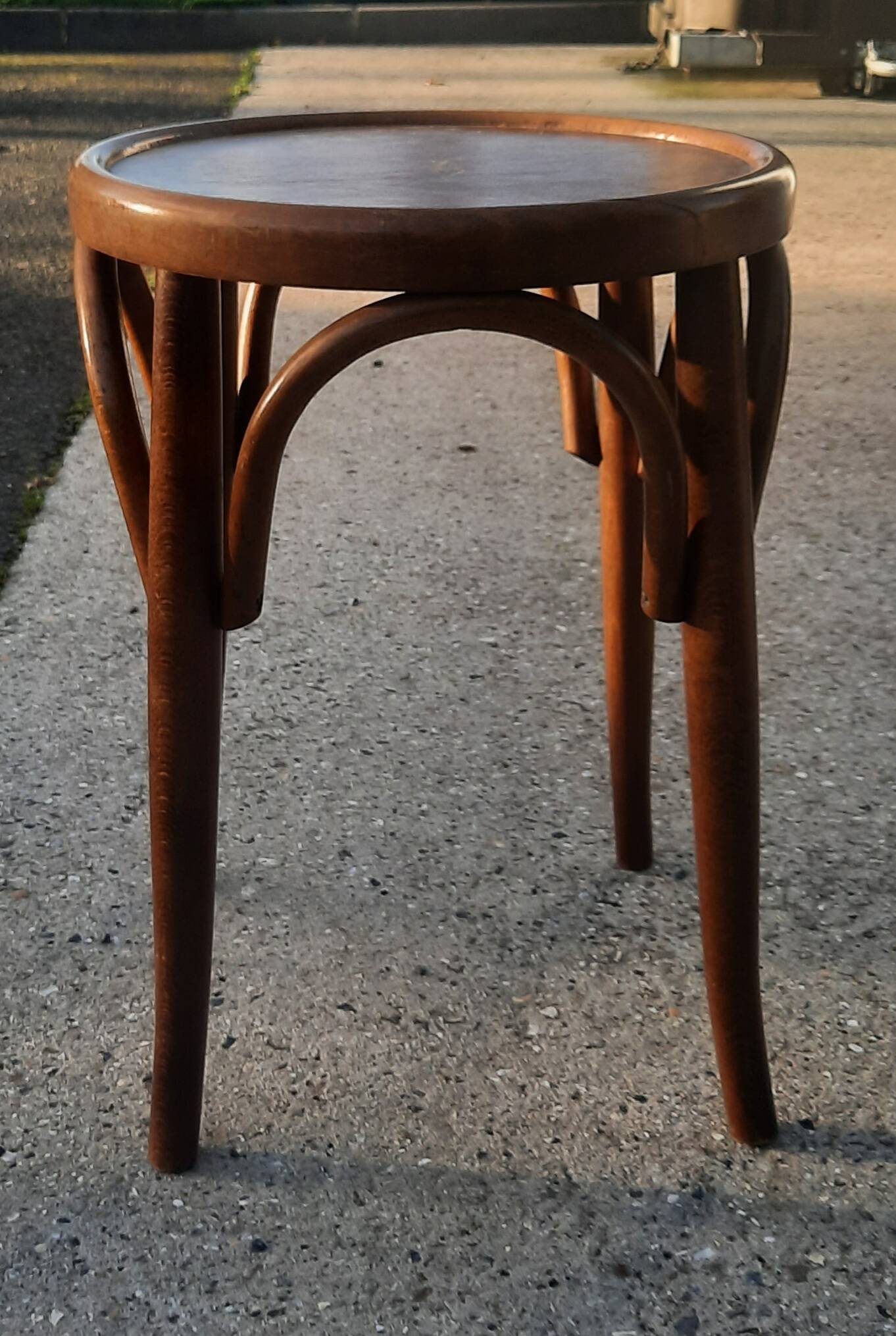 Thonet-style curved wooden stool