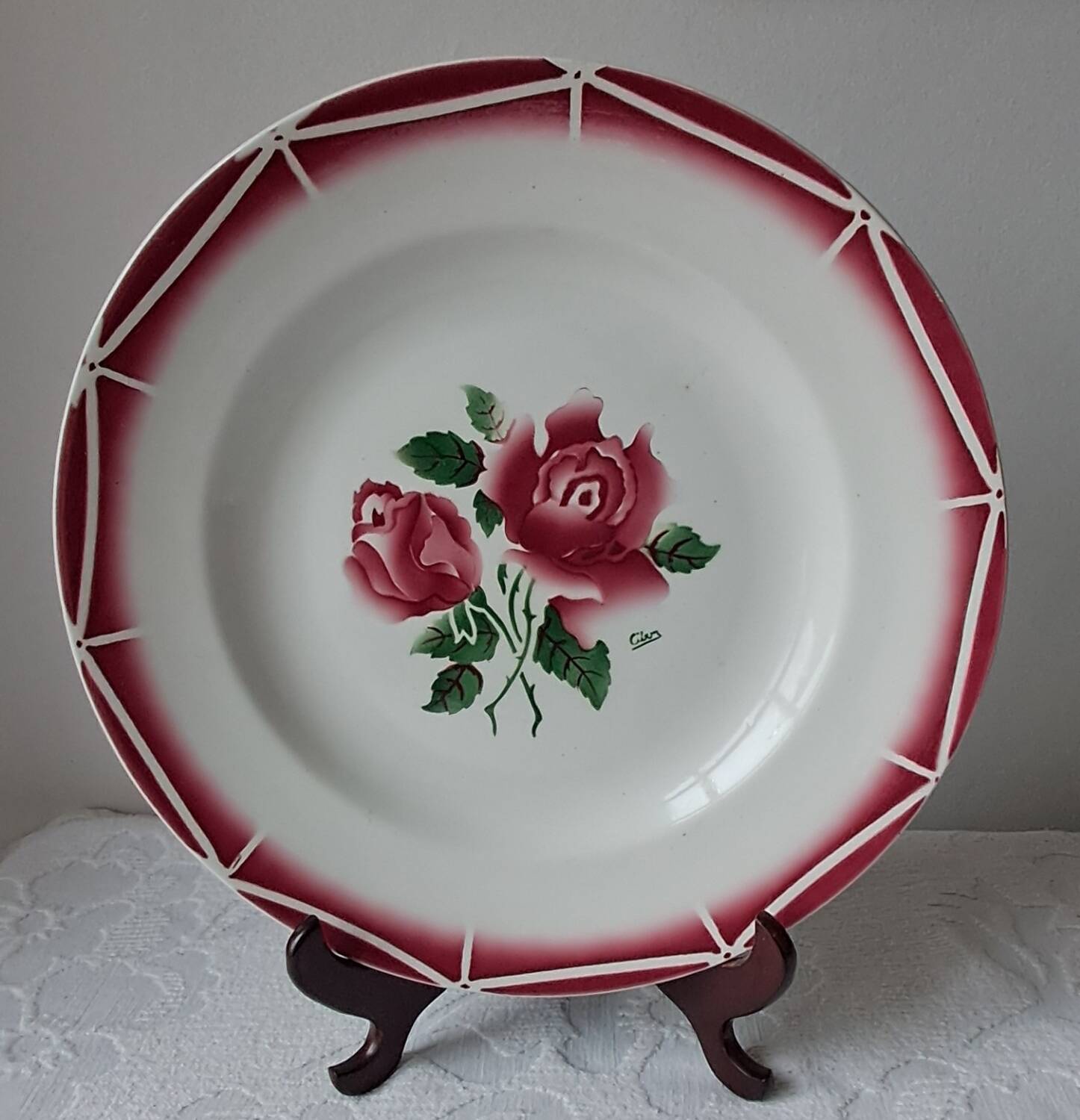 Large round platter, Cibon model, by Digoin Sarreguemines. Vintage