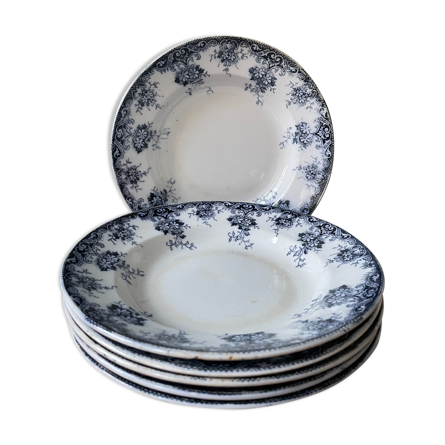 Lot de 6 assiettes creuses Terre de Fer St Amand & Hamage