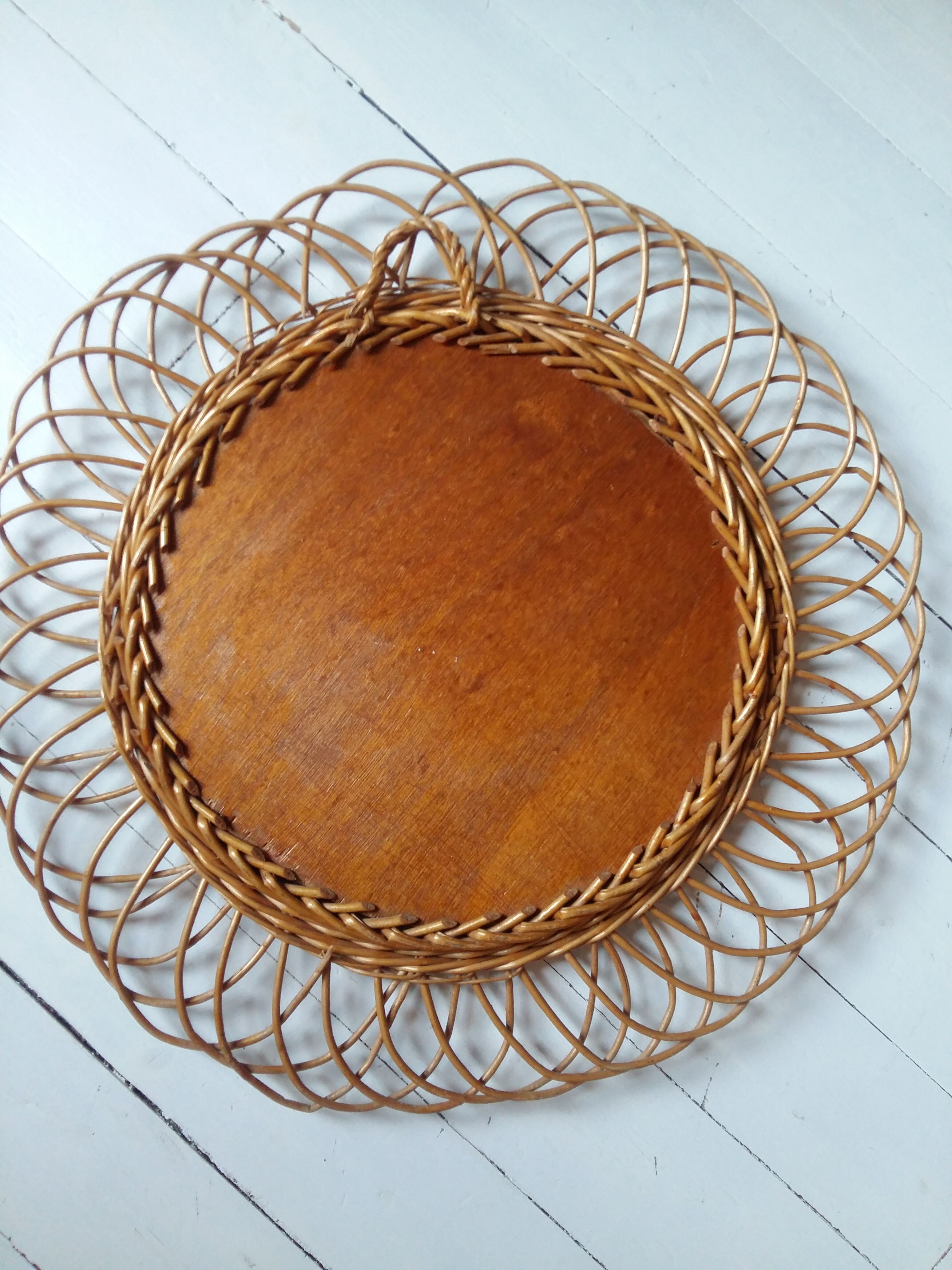 Round rattan mirror 50cm