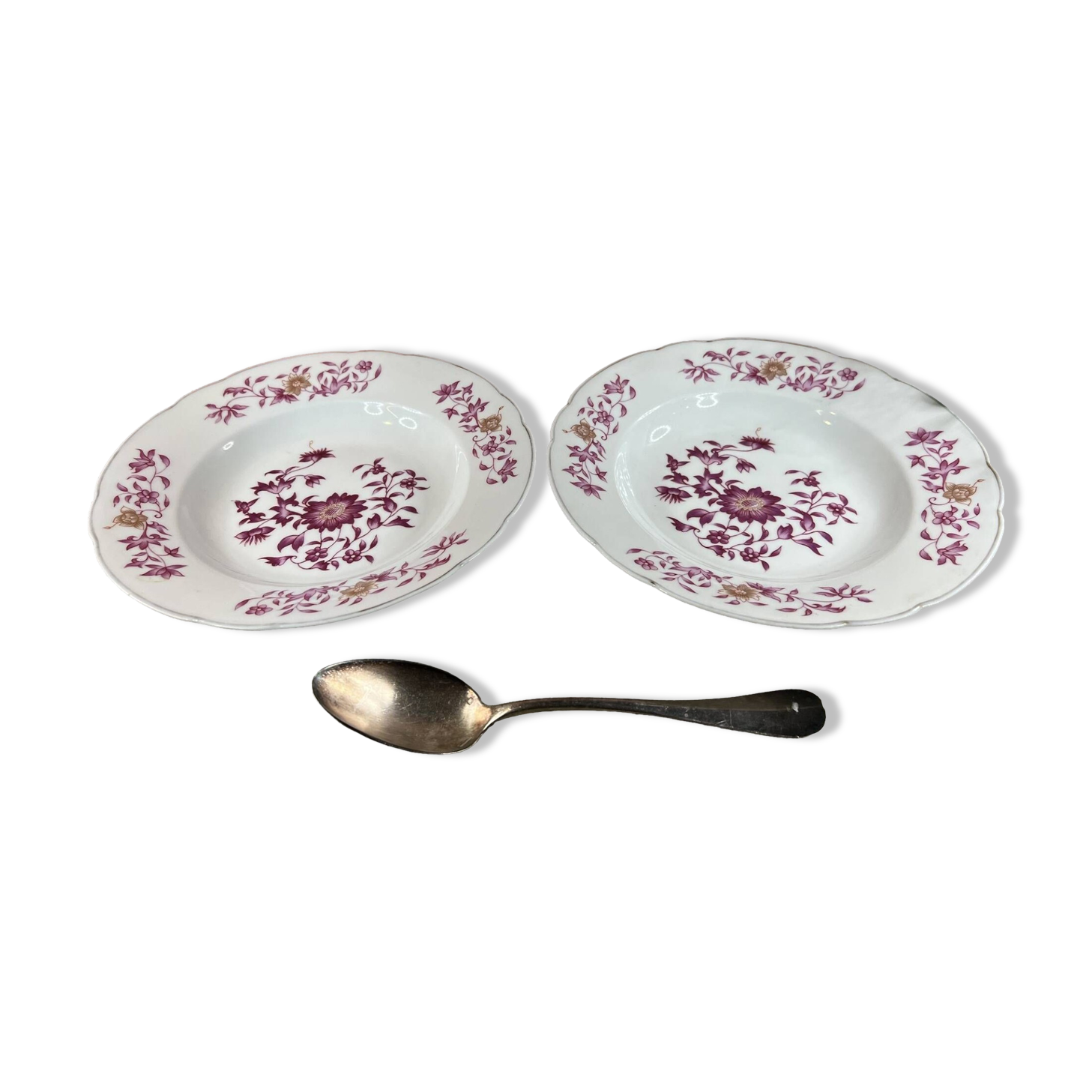 2 Christofle soup plates by Bernardaud Limoges