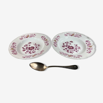 2 Christofle soup plates by Bernardaud Limoges