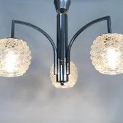 Italian Targetti Sankey chandelier in chrome metal with 3 lights. 70s