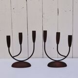 Pair of Scandinavian vintage three-light candlesticks