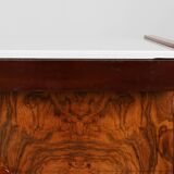 Belgian Art Deco Cabinet in Burl Veneer with Marble and Glass, circa 1930