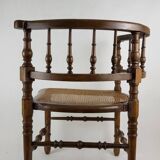 Chaise d'angle en bois et cannage