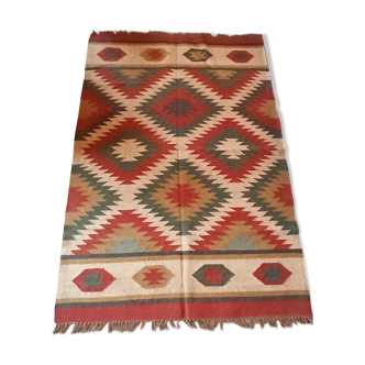 Tapis kilim en coton et toile de jute 120x190cm