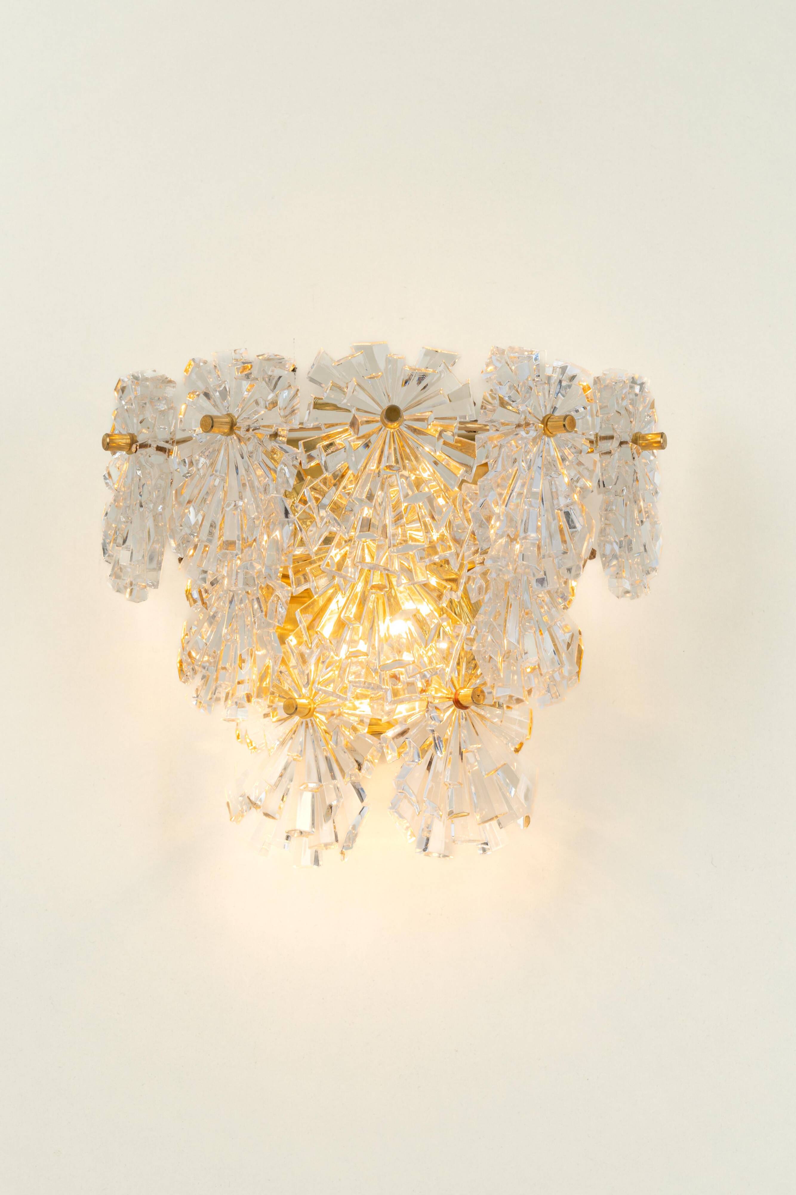 pair of crystal wall lights by Kinkeldey, Germany, 1970s.