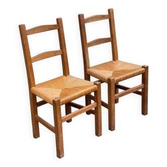 2 chaises bois massif et paille