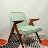 Vintage armchair in natural wool, Le vertu menthe, by Chierowski