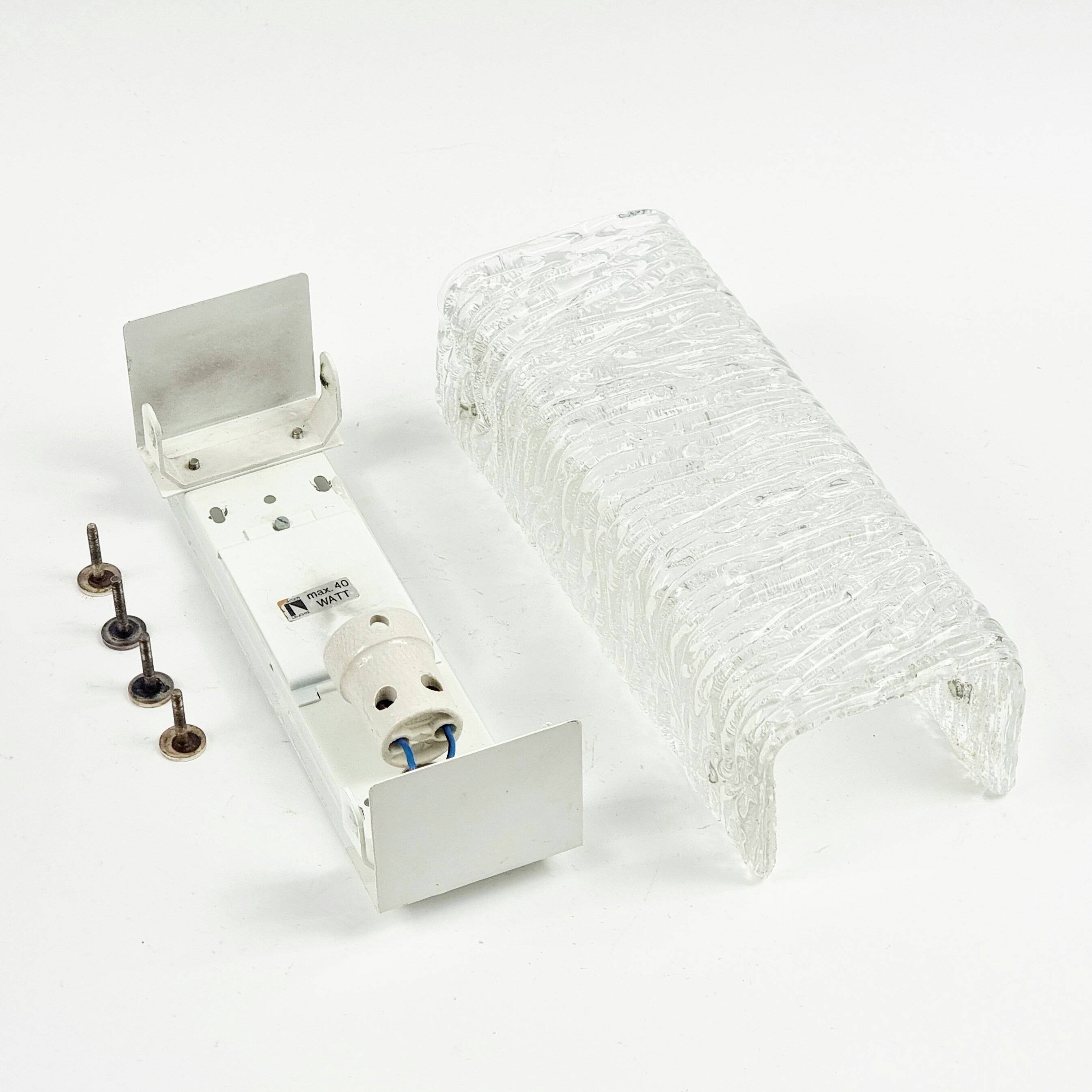 Mid-Century Murano Ice Glass Wall Light from Kaiser Leuchten, Germany, 1960