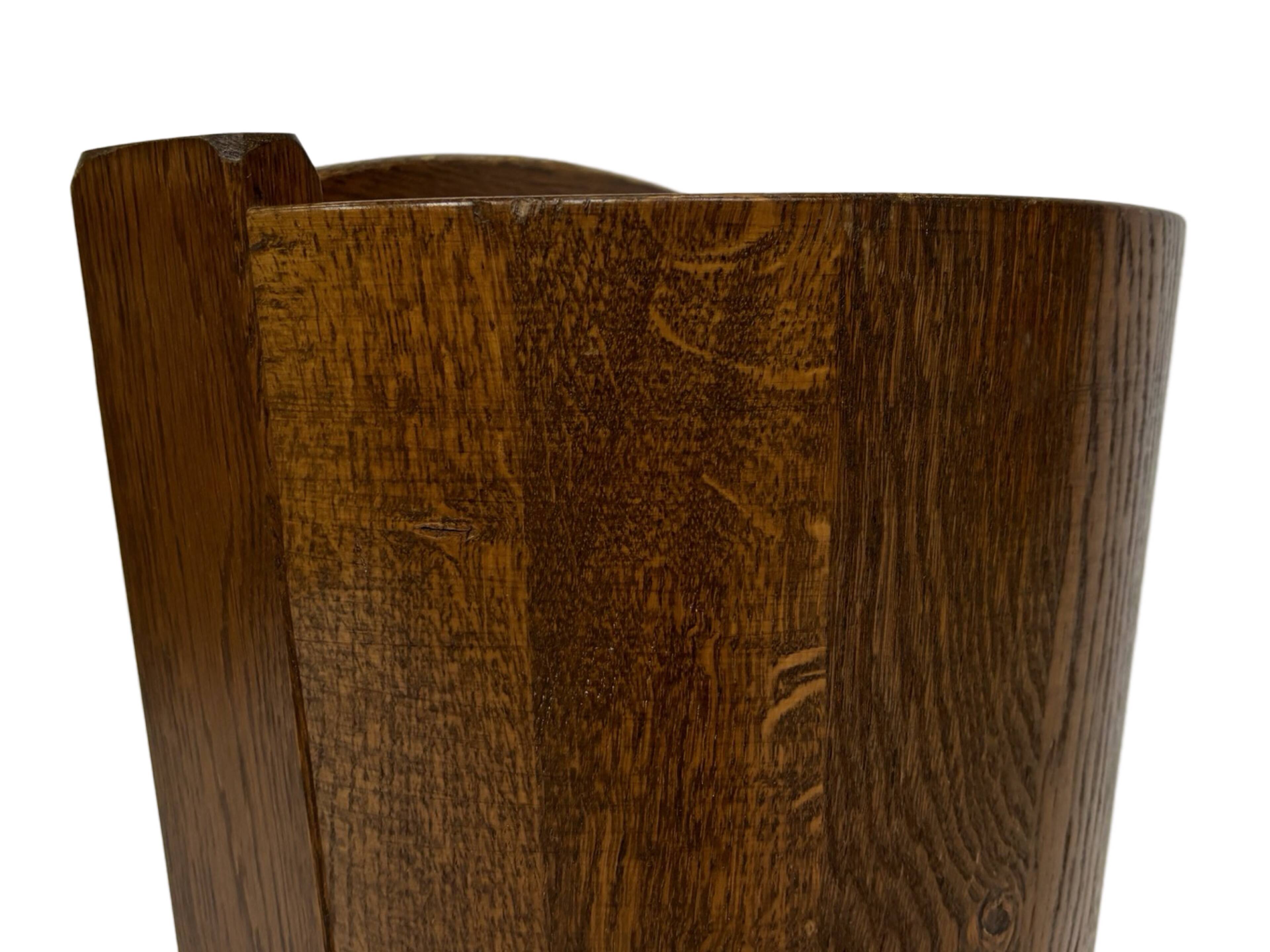 Vintage dark oak umbrella stand basket storage design 60s minimalist design