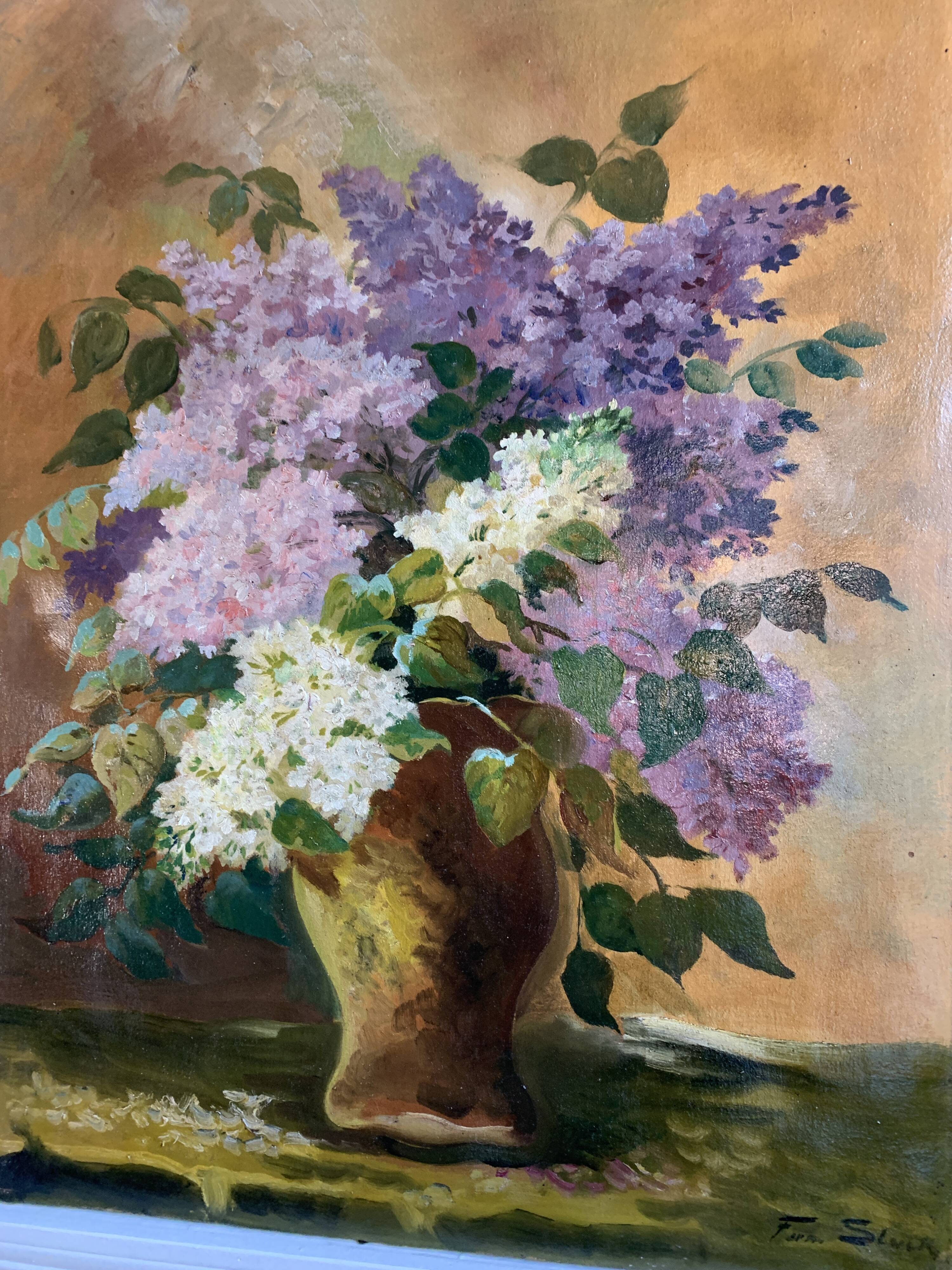 Peinture à l'huile bouquet de lilas
