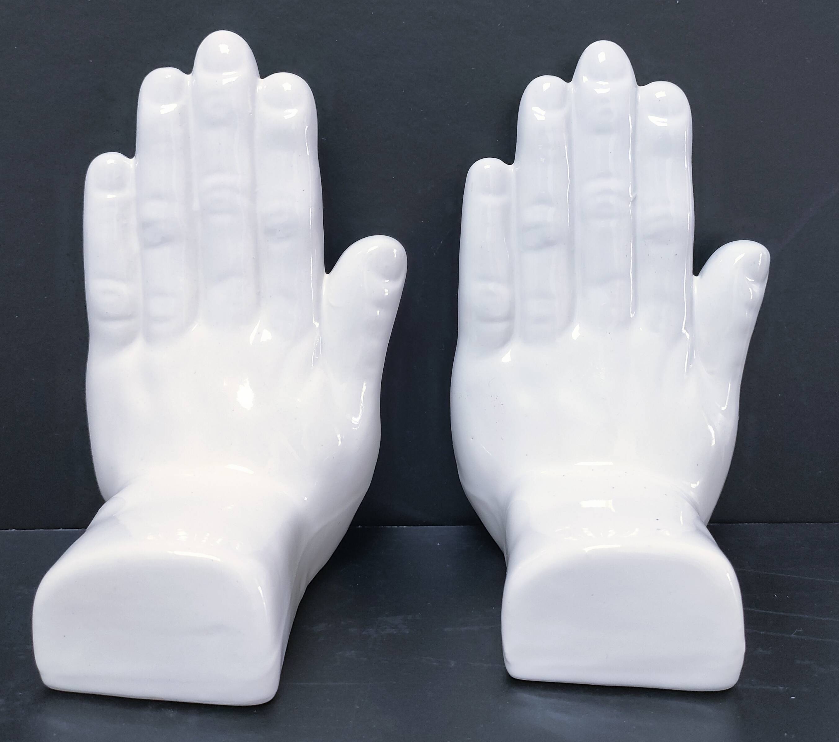 Pair of 80s design ceramic hand bookends