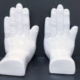 Pair of 80s design ceramic hand bookends