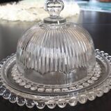 Plateau et cloche en verre