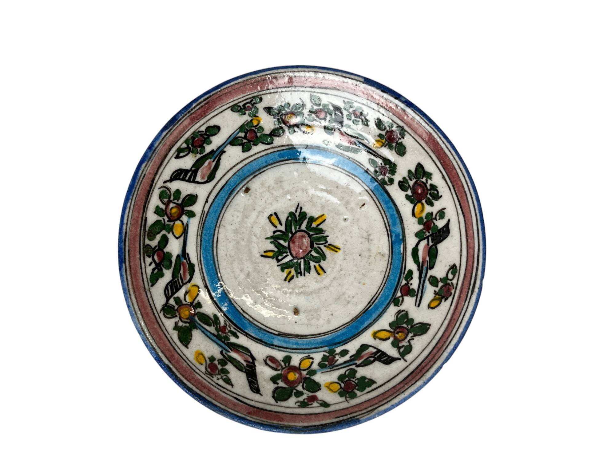 Qadjar, siliceous ceramic plate Persia Iran 18th century