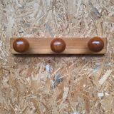 Swedish pine wall coat rack 1970