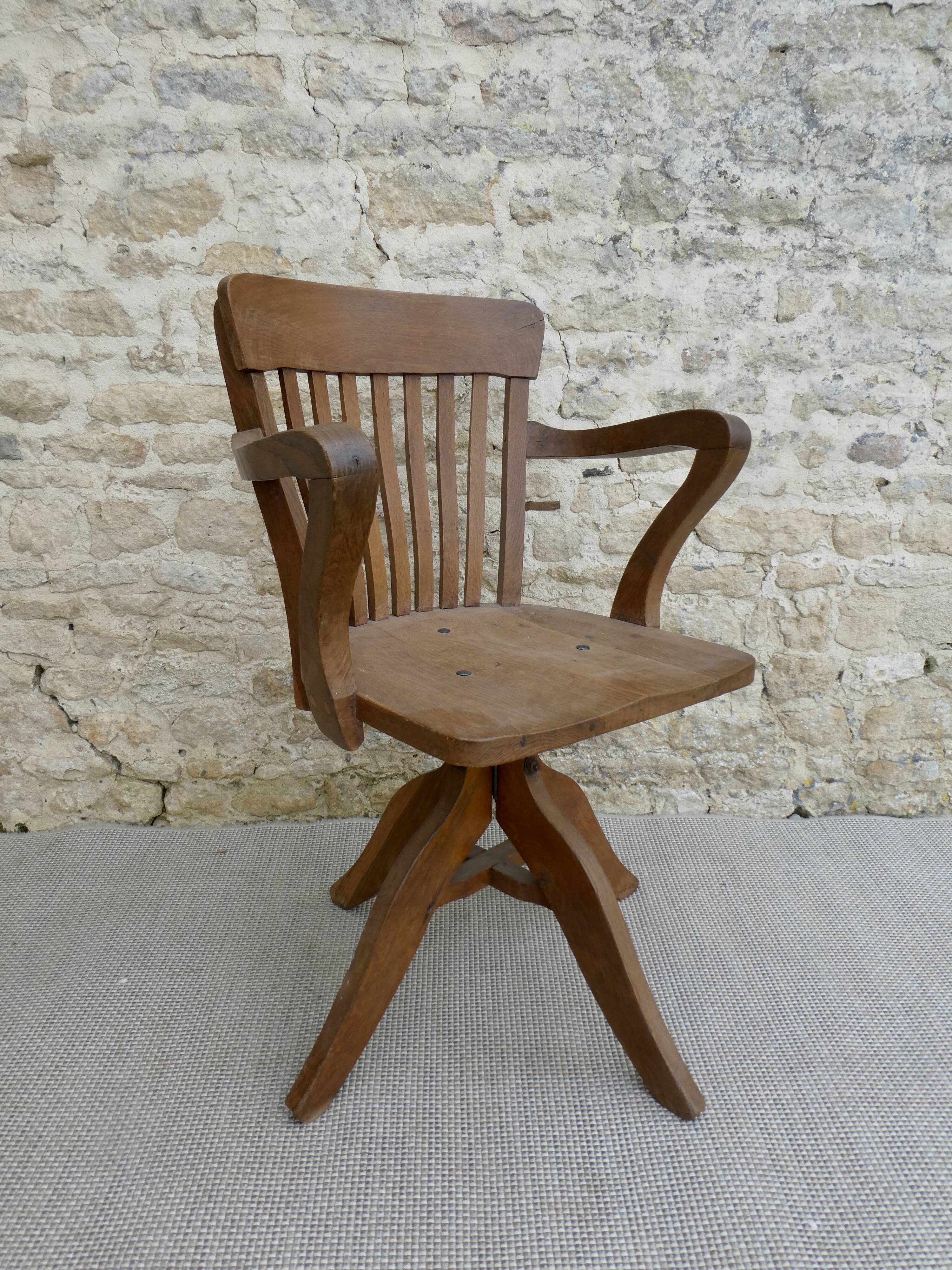 American office chair, swivel, oak