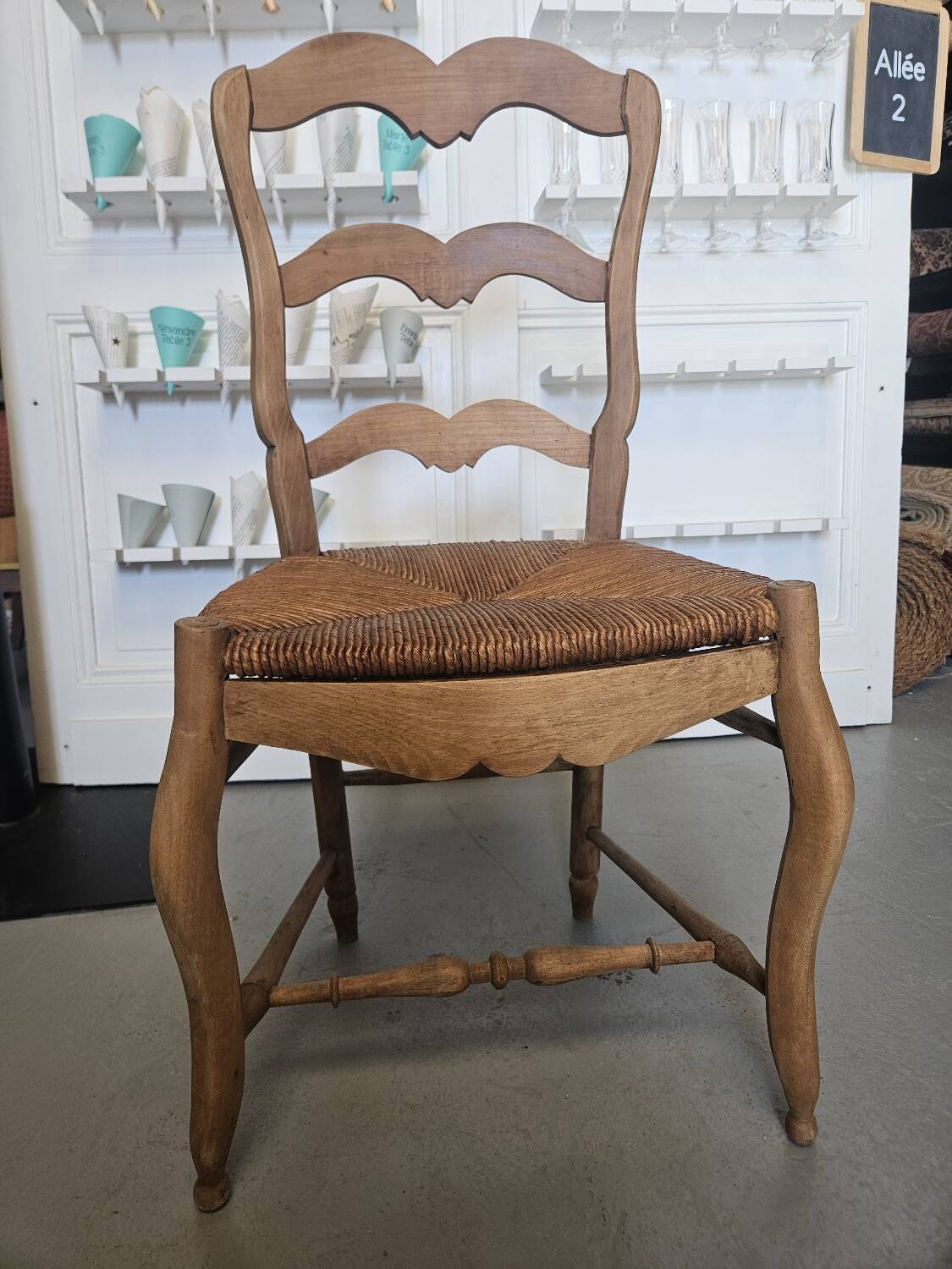 Wood and straw chair