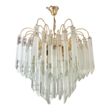 Vintage italian brass and glass chandelier, 1970s