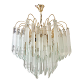 Vintage italian brass and glass chandelier, 1970s