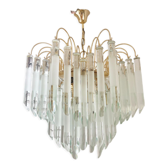 Vintage italian brass and glass chandelier, 1970s