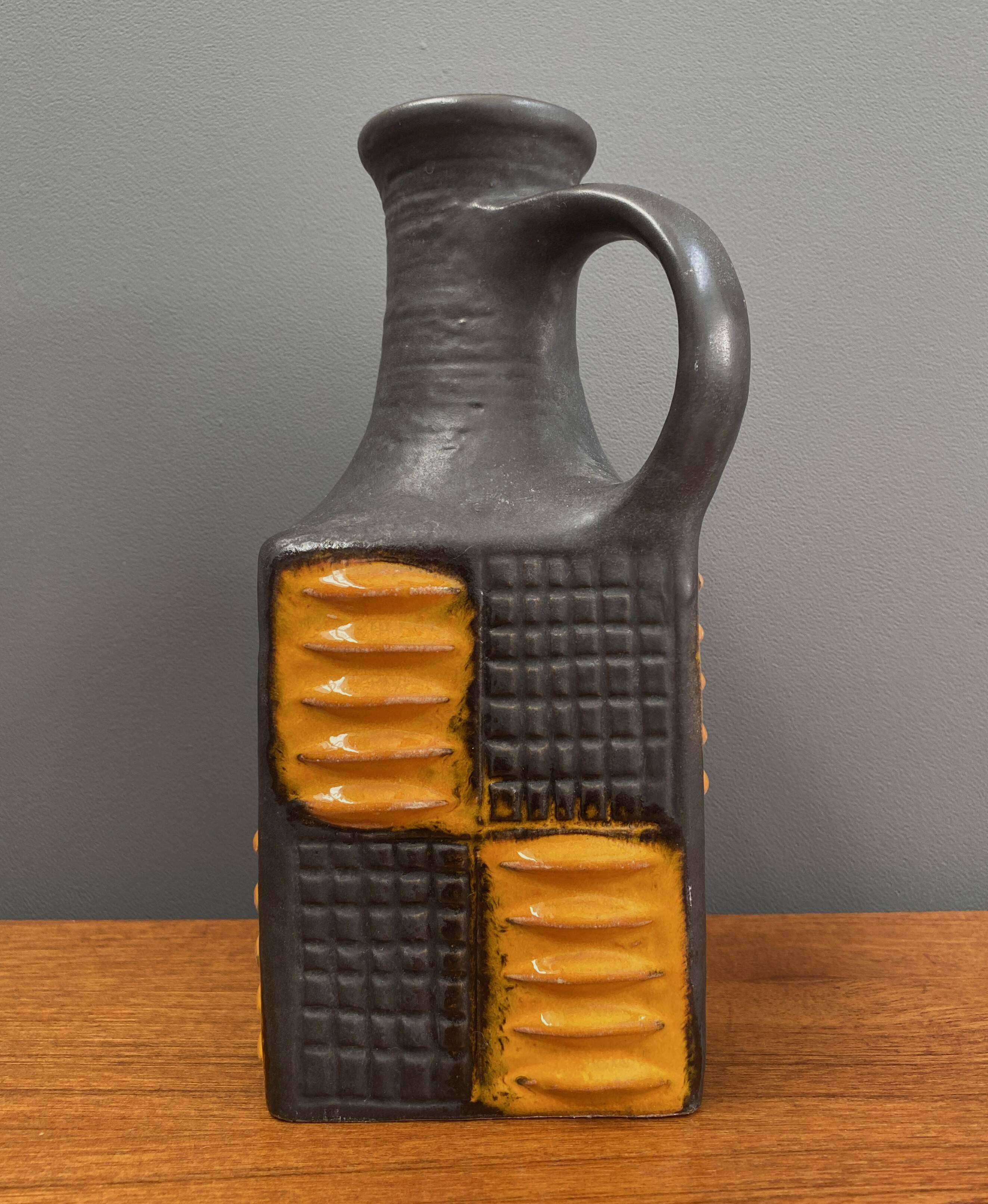Brown and orange vase by Carstens model 7444-25  West Germany Pottery