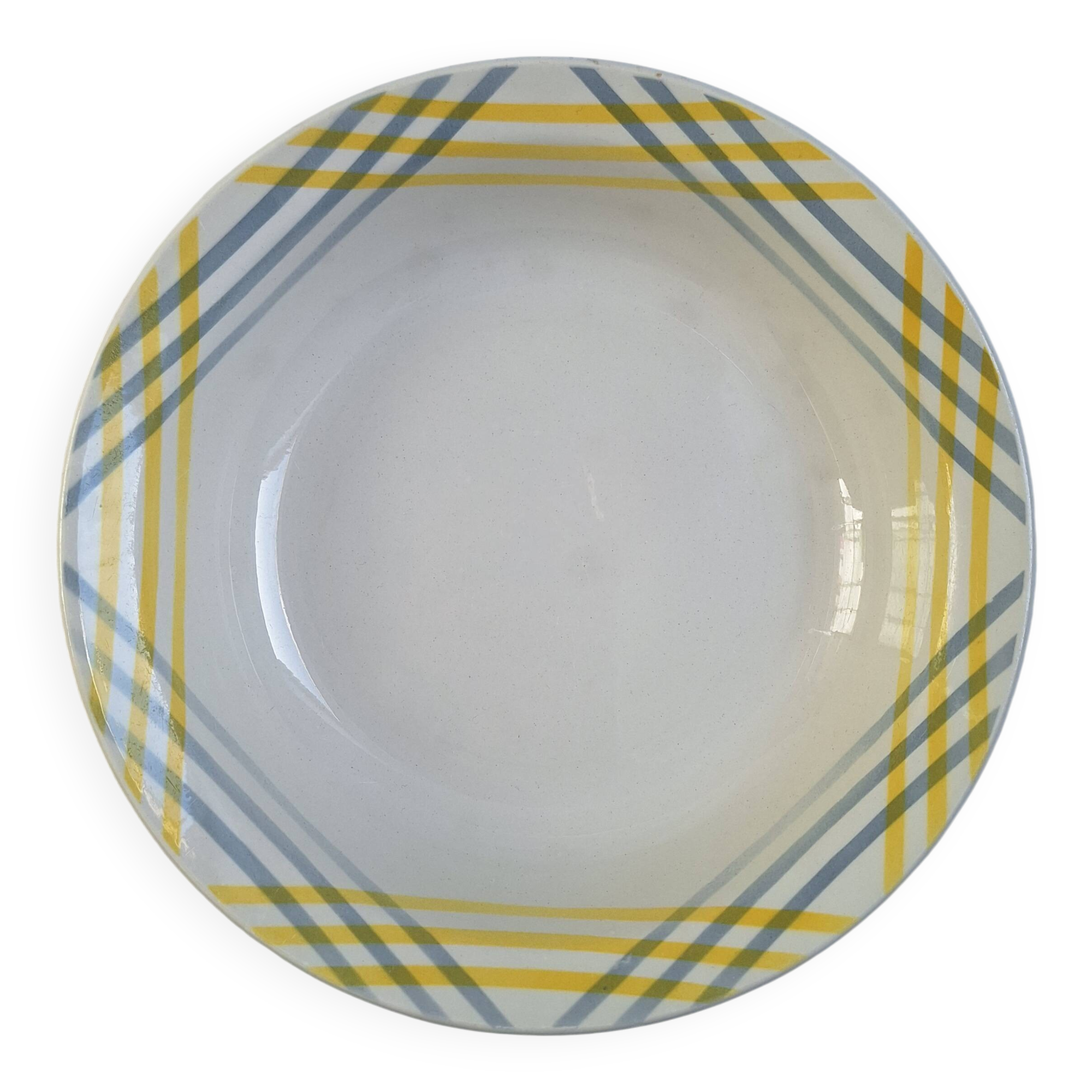 Shallow dish Moulin des Loups yellow and grey
