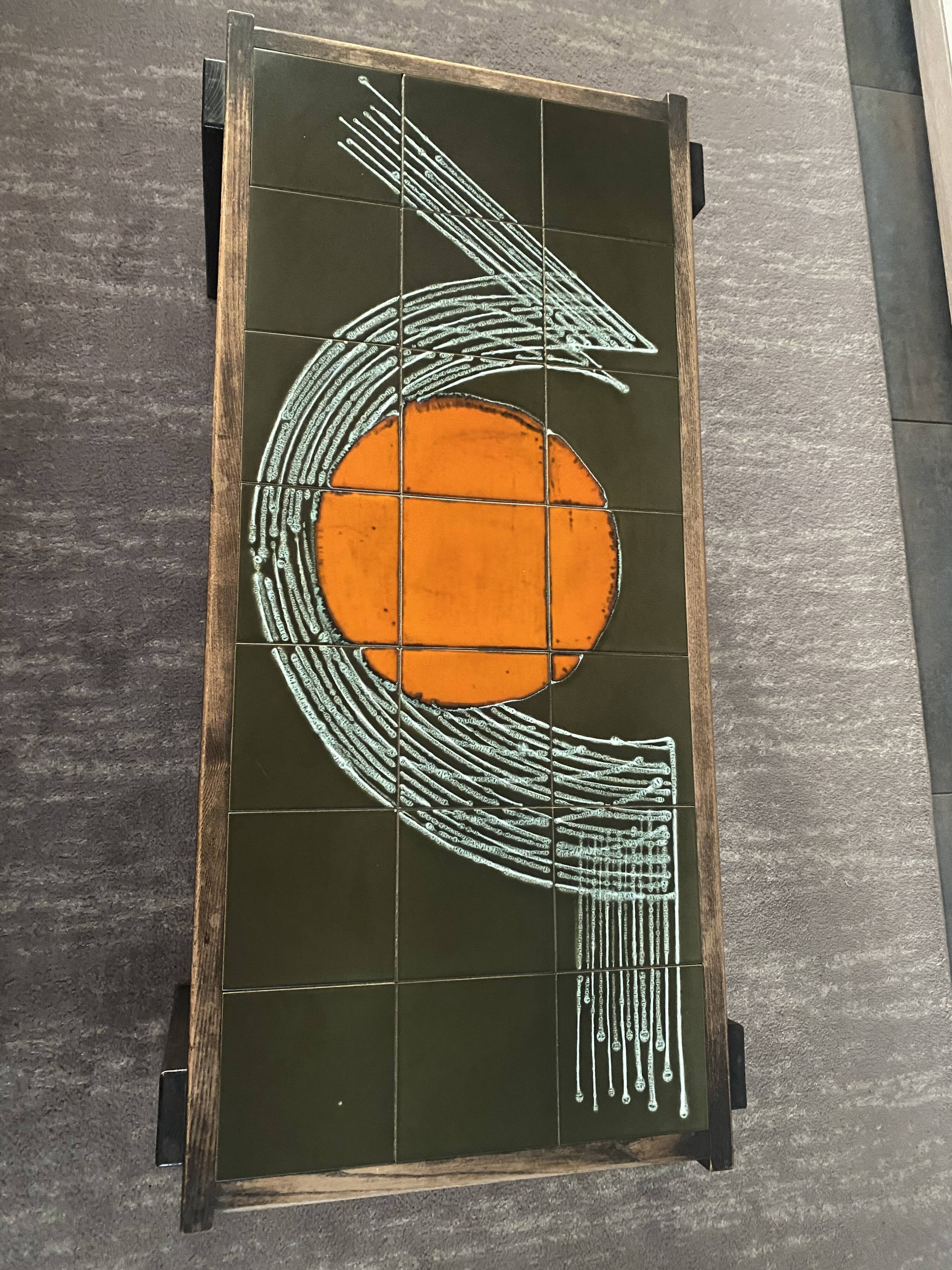 Table basse céramique bois style Vallauris