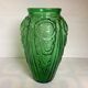 Grand vase verre vert de Julius Stolle art déco