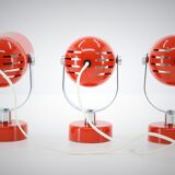 1970s Stanislav Indra Set of Three Red Wall/Table Lamps, Czechoslovakia