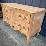 Commode décapée,2 tiroirs , Style Louis XV,