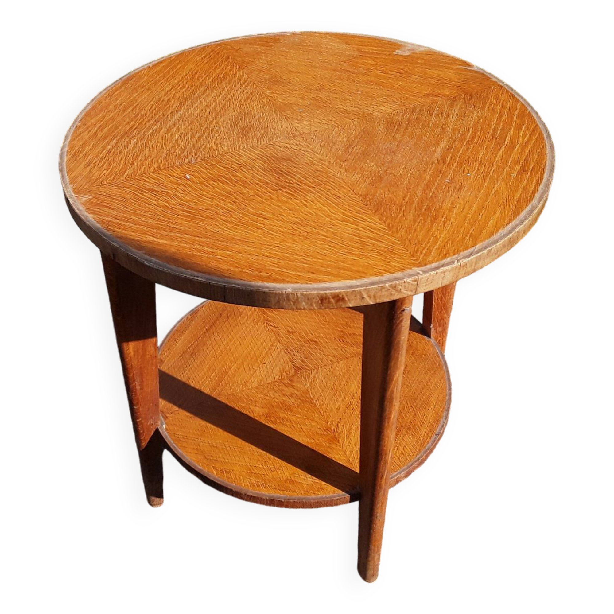 Gueridon vintage placage chêne