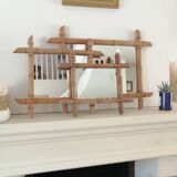 Set of vintage wood mirrors bamboo effect