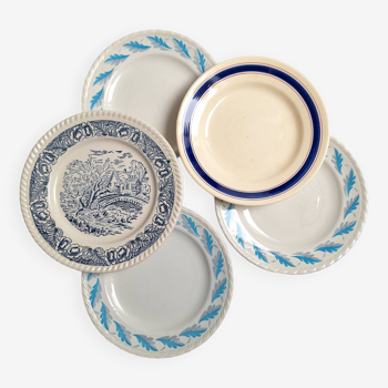 Assiettes plates vintage bleu