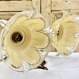 Wall lamp double fires copper metal art deco glassware ezan opalescent gilded