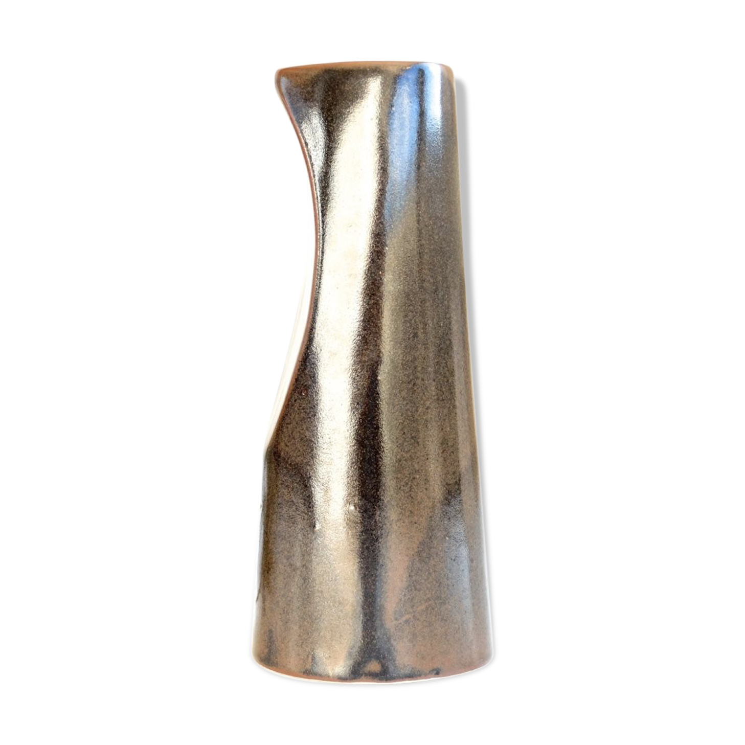 Vase en céramique marron irisée  années 70