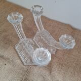 Pair of crystal candle holders