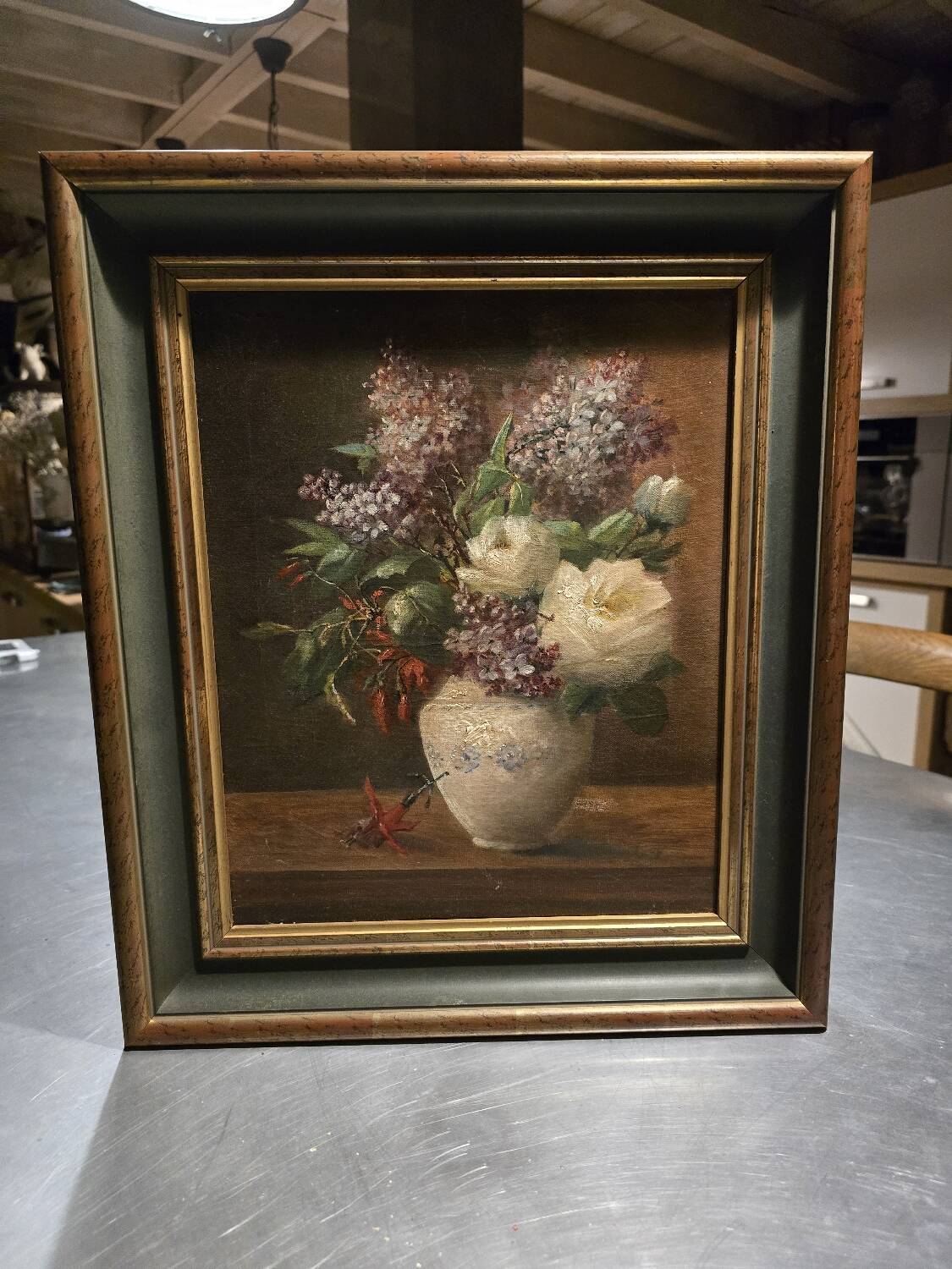 Oil on canvas "peonies and lilacs"