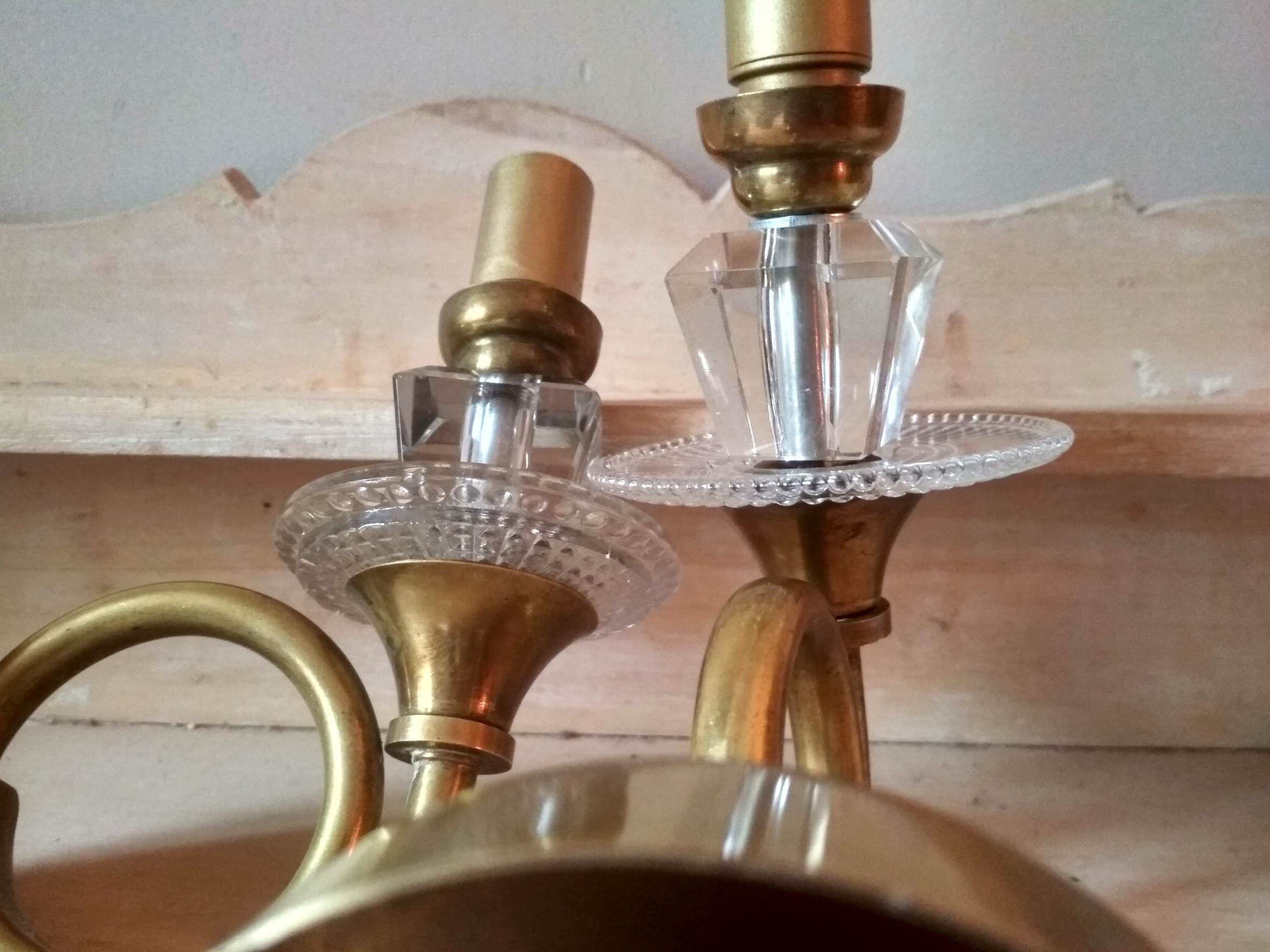 Pair of old brass wall sconces